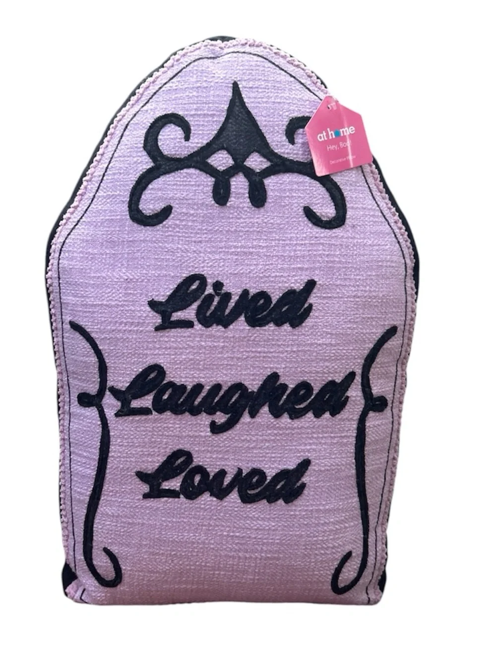 Lived Laughed Loved Purple Tombstone Shaped Halloween Decorative Pillow NWT